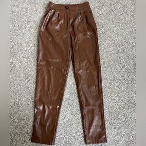 Princess Polly Love Lies Faux Leather Brown Pants